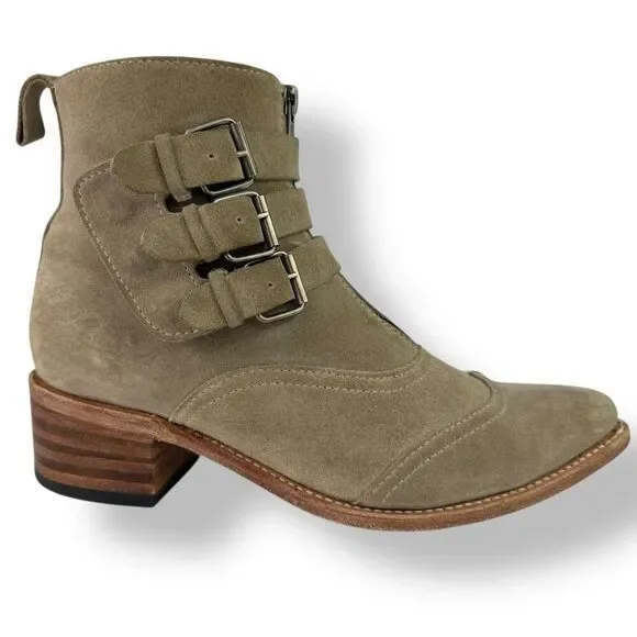 Sendra Western Moto Buckle Ankle Boots Tan Suede Triple Strap Women’s 9.5 - Picture 3 of 13